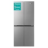 Hisense RQ563N4SI2 Cross Door Kühl-Gefrierkombination/ NoFrostPlus/ Inverter-Kompressor/ HolidayMode/ SuperCool/ 181 cm/ Kühlteil 294 l/ Gefrierteil 160 l/ 40 dB/ 279 kWh/ Jahr/ Inox-Look