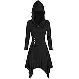 SHIZUANYUE Gothic Kleidung Damen Kleid Punk Steampunk Minikleid Schnürung Party Vintage T-Shirtkleid Karneval Halloween Cosplay Ballkleid Mit Kapuze Mittelalterliche Kleid Retro Alternative Bekleidung