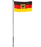 Brubaker Aluminium Fahnenmast Flaggenmast 6 m inklusive Deutschland Flagge + Deutschland Flagge mit Adler 150 x 90 cm und Bodenhü