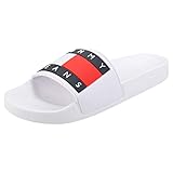 Tommy Hilfiger Damen Pantoletten Jeans Flag Pool Slide weiß Gr. 41