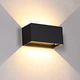 Kingwei 20W LED Wandleuchte Innen/Außen Wandlampe 3000K Warmweiß Außenwandleuchte Auf und ab Einstellbarer Wasserdichte Wandbeleuchtung IP65 Wandleuchten Schw