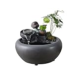 Zimmerbrunnen Runde Tischplatte Brunnen Keramik Chinesische Wasserbrunnen Tischplatte Handgemachte Desktopbrunnen Wohnzimmer Desktop Dekoration Beste Dekoration ( Color : B , Größe : 8.6*9.8*9.8in )