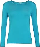 WearAll - Damen T-Shirt Langarm Top - Türkis - 36-38