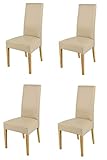 Tommychairs - 4er Set Moderne Stühle Luisa für Küche und Esszimmer, robuste Struktur aus lackiertem Buchenholz Farbe Eiche, Gepolstert und mit Kunstleder in der Farbe Leinen bezog