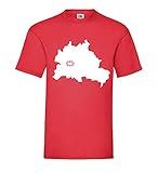 Berlin Umriss mit Stadionsymbol Männer T-Shirt Rot XXL - shirt84