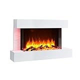 RICHEN Aidan Elektrokamin - Elektrischer Wandkamin mit Heizung 1000/2000 W, realistischer 3D-Flammeneffekt, LED-Beleuchtung, Fernbedienung programmierbar, Timer, Thermostat - Weiß