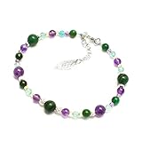 Kimaya Damen-Armband, handgefertigt, hergestellt in Frankreich, grüner Jade, Apatit, Peridot, Amethyst, Sterling-Silber 925 B