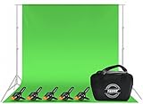 Phorop™ | Greenscreen Fotohintergrund [2,9 x 2,0m] Mit 5 Klemmen - Faltbares Green Screen Tuch Stoff Grün Höhe Qualität [100% Polyester] - Fotografie Greenwall Set Fotostudio Hintergrundsy