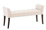 CLP Chaiselongue Cleopatra Polsterbank hochwertiger Polsterung und Stoffbezug I Sitzbank mit gestepptem Stoffbezug I Sitzhöhe von ca. 49 cm, Farbe:Creme, Gestell Farbe:Antik-dunk