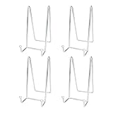 HCHLQLZ (4 Stück) Silber Metall Tellerständer Tellerhalter Eisen Staffelei Display Ständer für Schüssel Teller Kunst Foto Bilderrahmen-6inchx3