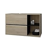 ML-Design Waschbeckenunterschrank hängend, Braun-Schwarz, 100x60x45,5 cm, Badezimmer Unterschrank 2 Schubladen, Ablage, viel Stauraum, Waschtischunterschrank aus MDF-Holz, Badezimmerschrank Badschrank