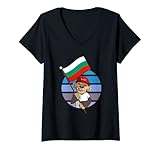 Damen monkä Bulgarien Fan - Affe - Bulgarische Flagge T-Shirt mit V