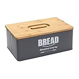 Xbopetda Brotkasten aus Metall, Brotdose, Brotdose, kleine Brotaufbewahrung für Küche, Arbeitsplatte, platzsparend, Brotbehälter mit Holzdeckel, für 1 B