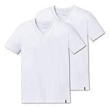 Schiesser 2er Pack 95/5 T-Shirt Kurzarm V-Ausschnitt - Herren Unterhemd - Baumwolle - Weiß Grau Schwarz - 205429, 2 X Weiß, 7