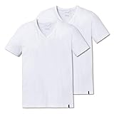 Schiesser 2er Pack 95/5 T-Shirt Kurzarm V-Ausschnitt - Herren Unterhemd - Baumwolle - Wei Grau Schwarz - 205429, 2 X Wei, 6