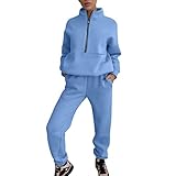 GFGHH Damen Trainingsanzug Mode 2 Stück Set Frauen Sportanzug Sweatshirt + Lange Hose Jogginganzug Sportswear Yoga Outfit Set Hip Hop Jogger Elastische Hohe Taille Taschen Streetwear Freizeitanzug