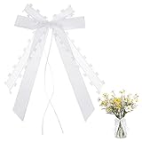 tao pipe 60 Stück Schleifen Weiß Hochzeit Autoschleifen Antennenschleifen mit Herzen Vintage Autoschleifen Hochzeit Deko, Verwendet für Hochzeit, Autoschmuck, Zuckerb