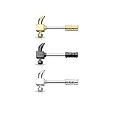 beyoutifulthings Brustwarzen-Piercing Set Hammer Brust-Piercing Intim-Piercing Nippel-Piercing Chirurgenstahl Gold Schwarz Silber Stab 1,6/12