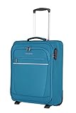 travelite 2-Rad Handgepäck Koffer mit Schloss erfüllt IATA Bordgepäck Maß, Gepäck Serie CABIN: Kompakter Weichgepäck Trolley, 090237-23, 52 cm, 39 Liter, türk