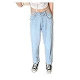 CDDKJDS Damen High Street Retro Blau Gerade Bein Lose Hohe Taille Jeans Frauen Jeans (Color : Blue, Size : S)