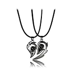 Dzmzao 2PCS Heart Shaped Stainless Steel Necklace, 100 Languages I Love You Projection Magnetic Couple Friend Jewelry Lover Gifts (3)