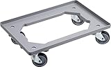 Werkzeyt WU0821500 Transportroller 615 x 415 mm-Für Euro-Stapelbehälter 600 x 400 mm-250 kg Tragkraft-ABS-Gestell-TPE-Räder/Euroroller/Transporthilfe für Stapelboxen/Kistenroller / 821500