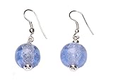 Jane unwiederstehliche Blue Tiger Eye/Marmor gesteinigt Ohrringe W silber Fisch Haken (zx54)