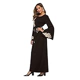 Muslimische Roben Kleider Damen Islamische Druck Elegant Slim Lang Kleid Maxikleid Arab Dubai Kaftan Frauen Einfarbig Gebetskleidung Schlank Nahen Ostens Abaya Türkisch Abendkleid Vintage Gow