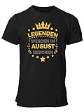 clothinx Legenden Werden im August geboren | Eine schöne Geburtstags Geschenkidee für die Sternzeichen Löwe und Jungfrau die im August geboren sind Herren T-Shirt Schwarz Gr. 3XL