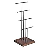 Amazon Basics - Schmuckständer, Baum-Design, 4 Ebenen, Walnuss/Schw