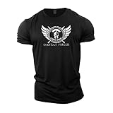 GYMTIER Spartan geschmiedete Brust Emblem - Gym T-Shirt für Männer Bodybuilding Gewichtheben Strongman Training Top Active Wear Spartan Forged, Schwarz , 58