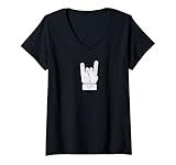 Damen Pommesgabel Metalhand Für Rock Metal Musik Fans Devil Horns T-Shirt mit V