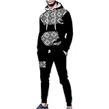 BGUK Anzug mit Weihnachtsdruck | Herren Trainingsanzug | Jogginganzug | Sportanzug | Jogging Anzug | Hoodie-Sporthose | Trainings-Anzug | Weihnachts-Langarmhose Bedruckter Sweatshirt-Anzug 2p