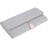 PrettyNuo Geldbörse Damen Leder Gross, Damen Geldbeutel Große Kapazität, Elegant Damen Portemonnaie, Lang Damen Portmonee Leder mit Handyfach G