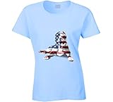 T-Shirt mit amerikanischer Flagge, Pit Bull Dog, patriotisch, Hellblau Gr. XL, Schw