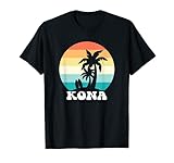 Kona Hawaii HI Hawaii Insel Palme 70er 80er Retro Surf T-S