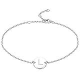 sailimue 925 Sterling Silber Initial Armbänder für Damen Mädchen Buchstaben ArmKette Dünne Zartes Schlichte Armbänder 16,5 + 5 cm Einstellb