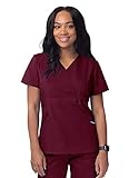 Sivvan Women's Scrubs Mock Wrap Top - S8302 - Burgundy - M