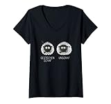 Damen Schaf Unschaf Gestochen Schaf Schafe Brillenträger Wortwitz T-Shirt mit V