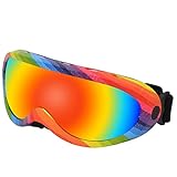 JustSports1 Winter-Anti-Fog-Schnee-Skibrille Anti-Beschlag-Skibrille Zum Schutz Vor Sand Herren Damen Snowboardbrille Verstellbare Schnalle zum Radfahren Reiten Klettern Skifahren(Color:Regenbogen)