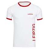 Multifanshop® Herren T-Shirt Leipzig - Brust und Seite weiß/rot - Druck:rot - Shirt Männer Fußball Fanartikel Fanshop - Größe:XL weiß/