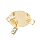 QAZQA - Modern Moderner BadSpot I Spotlight I Deckenspot I Deckenstrahler I Strahler I Lampe I Leuchte Messing 3-flammig Spotbalken-flammig IP44 - Ducha I Wohnzimmer I Küche - Stahl Rund - LED geeig