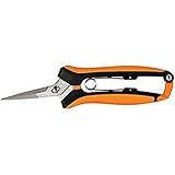 Fiskars Gebogene Blumenschere, Länge: 17,1 cm, Rostfreie Stahl-Klingen/Kunststoff-Griffe, Schwarz/Orange, Micro-Tip, Solid, SP-160, 1063325