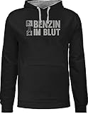 Shirtracer Sprüche Statement mit Spruch - Benzin im Blut - Zylinder - 4XL - Schwarz/Grau meliert - Fun - JH003 - Hoodie zweifarbig und Kapuzenpullover für Herren und D