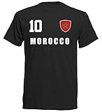 Marokko WM 2018 T-Shirt Trikot - schwarz ALL-10 - S M L XL XXL (XL)