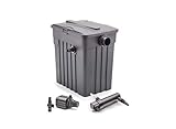 AQUANIQUE Durchlauffilter FTF 8000 Set, externer Filter mit 3 Filterschwämmen und Schläuchen + 2500 l/h Teichpumpe + 9W Teichklärer, bis zu 8000 L