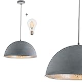 Hängelampe Vintage Esszimmer mit LED Lampe - 41 cm Hängeleuchte Industrial - Betonoptik - Industrie Pendellampe - Küchenlampe - Pendelleuchte - Höhenverstellbar max 120 cm - Fassung E27-7 W