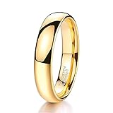 Ring Damen Herren 2mm 4mm 6mm 8mm Gelbgold Wolfram Poliert Schmal Ringe Verlobungsringe Ehering Hochzeitsband (4mm, 67 (21.3))