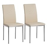 Albatros Esszimmerstühle 2er Set Verona, Beige - Edles Italienisches Design, Kunstleder-Bezug, bequemer Polsterstuhl - Moderner Küchenstuhl, Stuhl Esszimmer oder Esstisch S