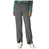 Shineshae Damen Cordhose Lockere Freizeithosen Lockere Weite Bein Hosen Lässige Lange gerade Hose Vintage Cargo Hose Freizeit Corduroy Hose Winter Warme Haremshose Mode Thermo Bootcut T
